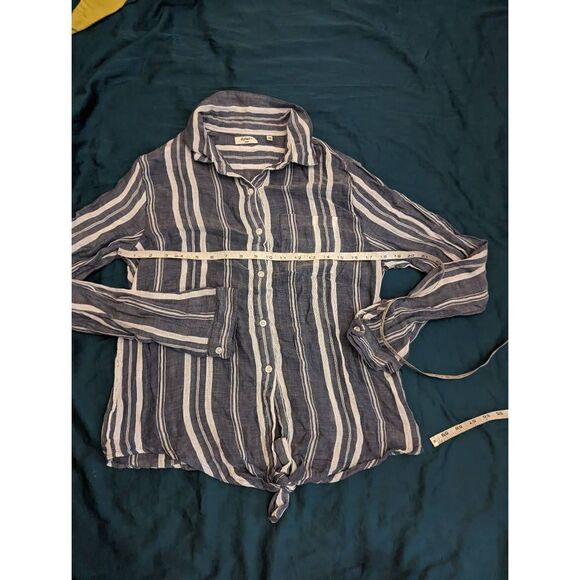 DYLAN tie front button down grey and white cotton top nwot sz small - Picture 5 of 6